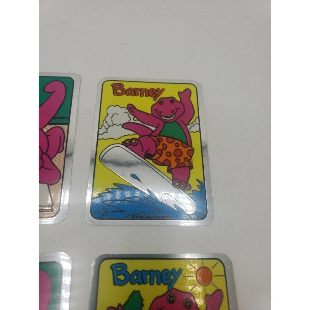 Vintage Stickers Lot of 5 BARNEY FOIL MYLAR Vending Machine Sticker VTG 1992